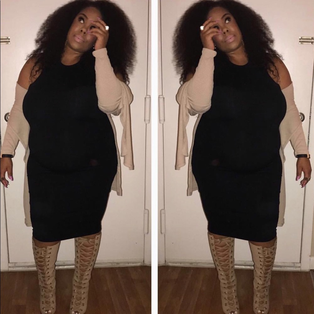 Tan lace up knee boots